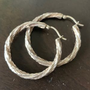 Mini solid woven 925 Sterling Silver hoops